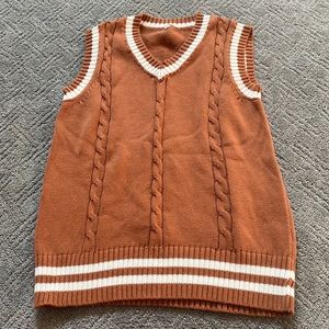 XS Brown & White ‘Grandpa’ Sleeveless Sweater
